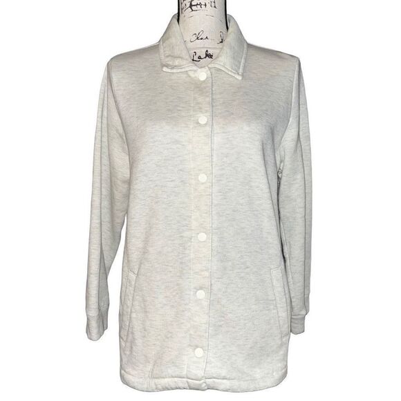 The Tog Shop petites snap up Grau & off-white sweatshirt jacket PL - Picture 1 of 8
